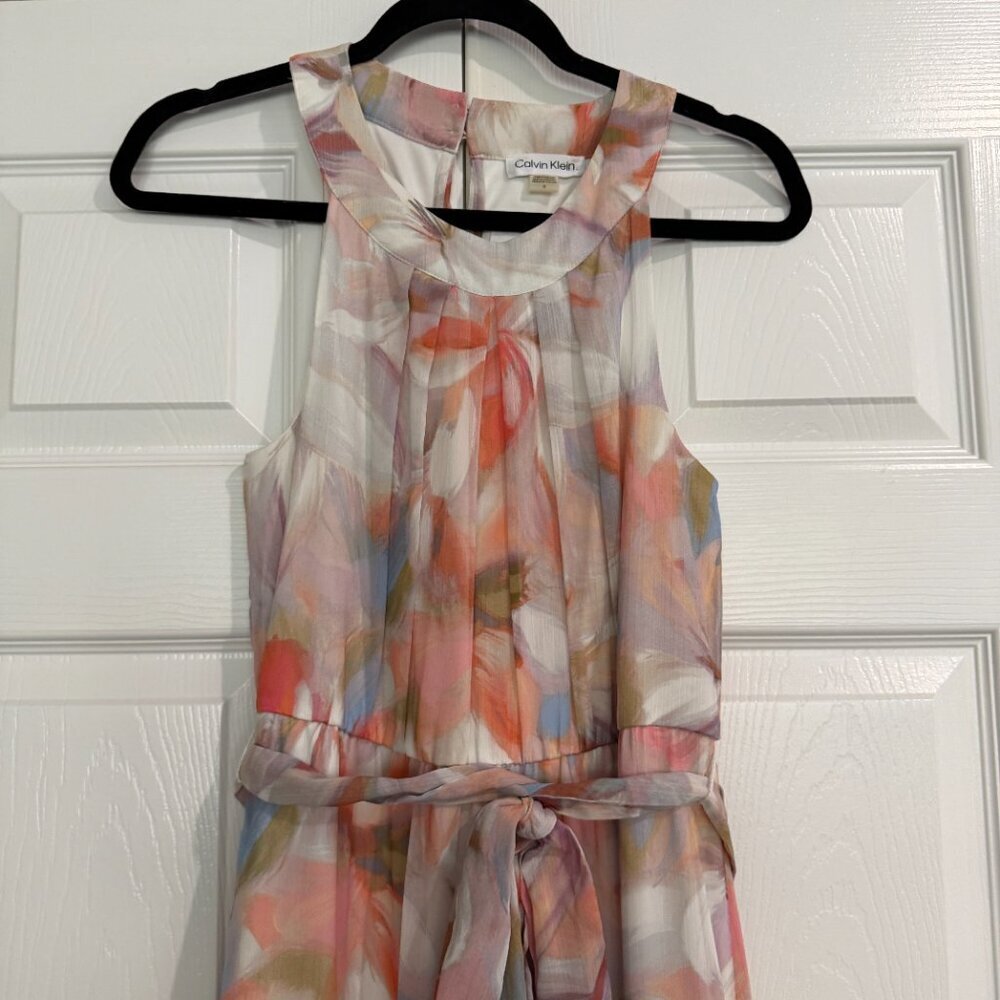 CALVIN KLEIN Floral Fairy Garde Maxi Halter Top Dress Size 6 - Picture 8 of 13